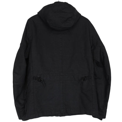Stone Island black full zip jacket with multi pockets and compass logo detail.