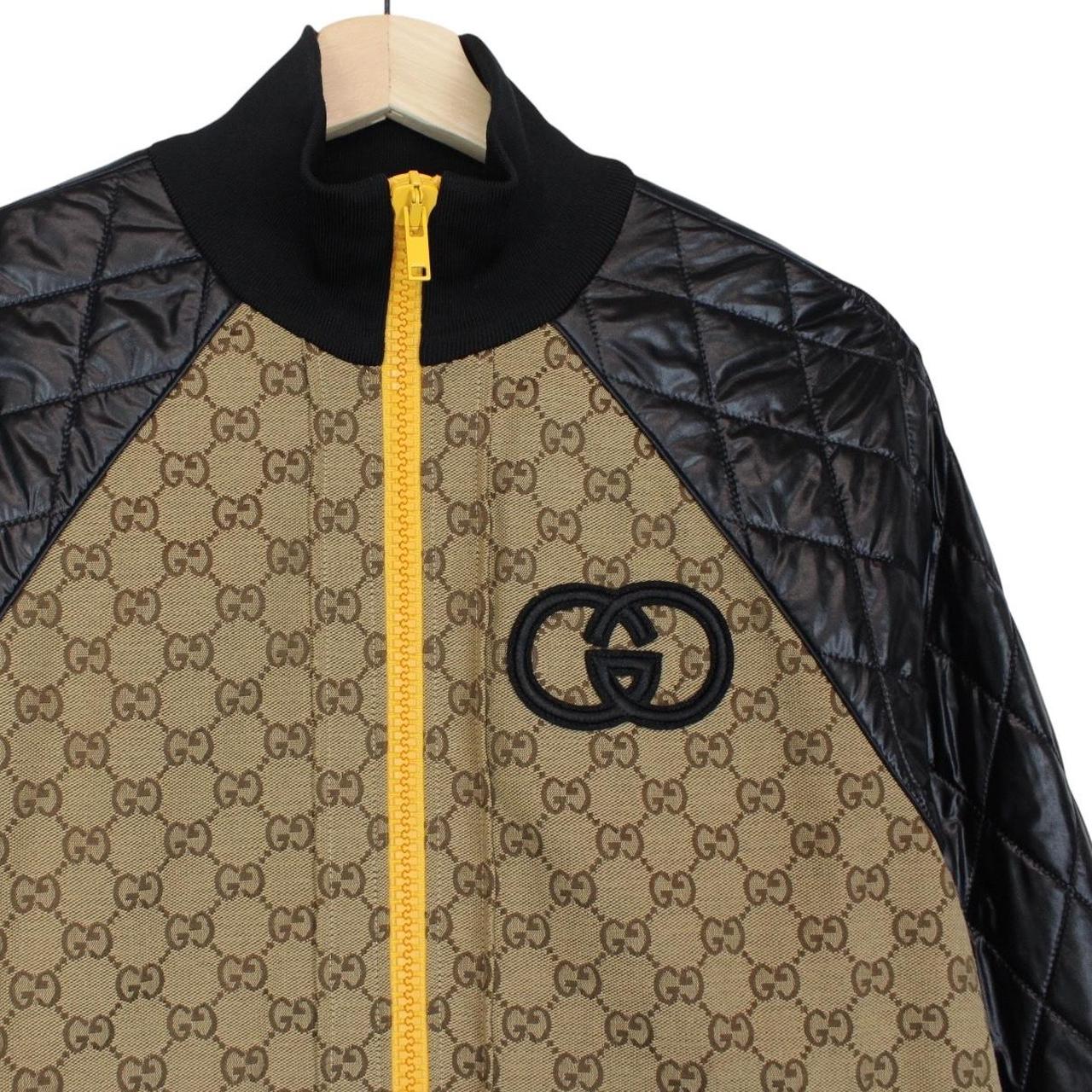Gucci Beige and Black GG Monogram Full Zip Canvas/Nylon Jacket