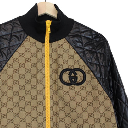 Gucci Beige and Black GG Monogram Full Zip Canvas/Nylon Jacket