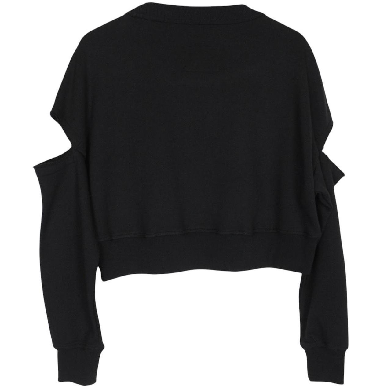Versace Jeans Couture Black Rhinestone Logo Cropped Cotton Sweatshirt