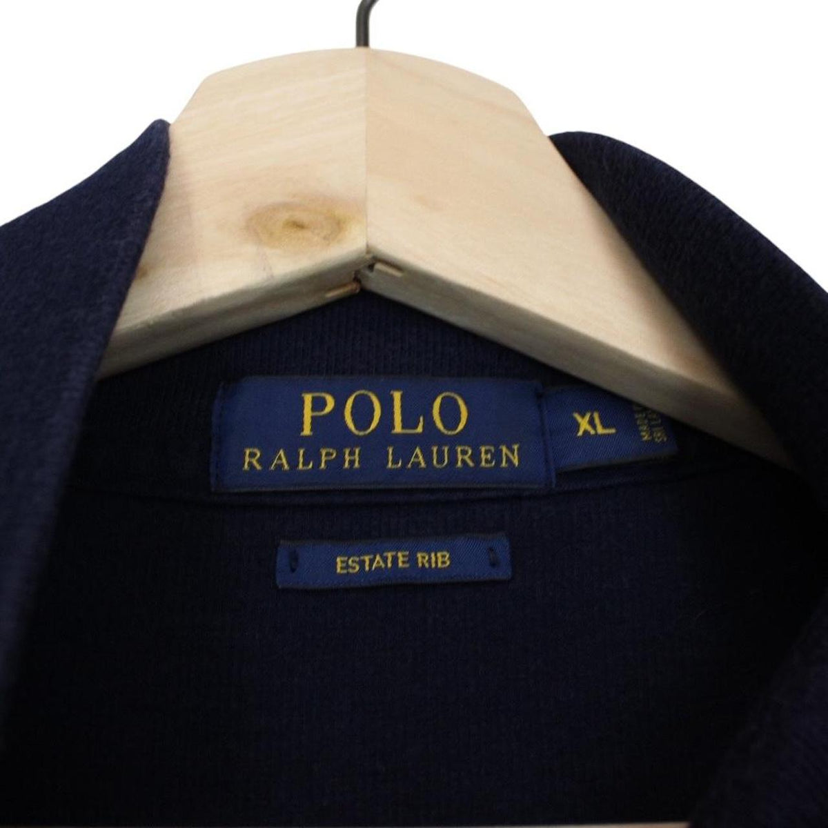 Polo Ralph Lauren navy blue cotton 1/4 zip sweatshirt with embroidered logo.