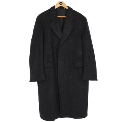 Vintage 90s Yves Saint Laurent Dark Grey Virgin Wool Overcoat