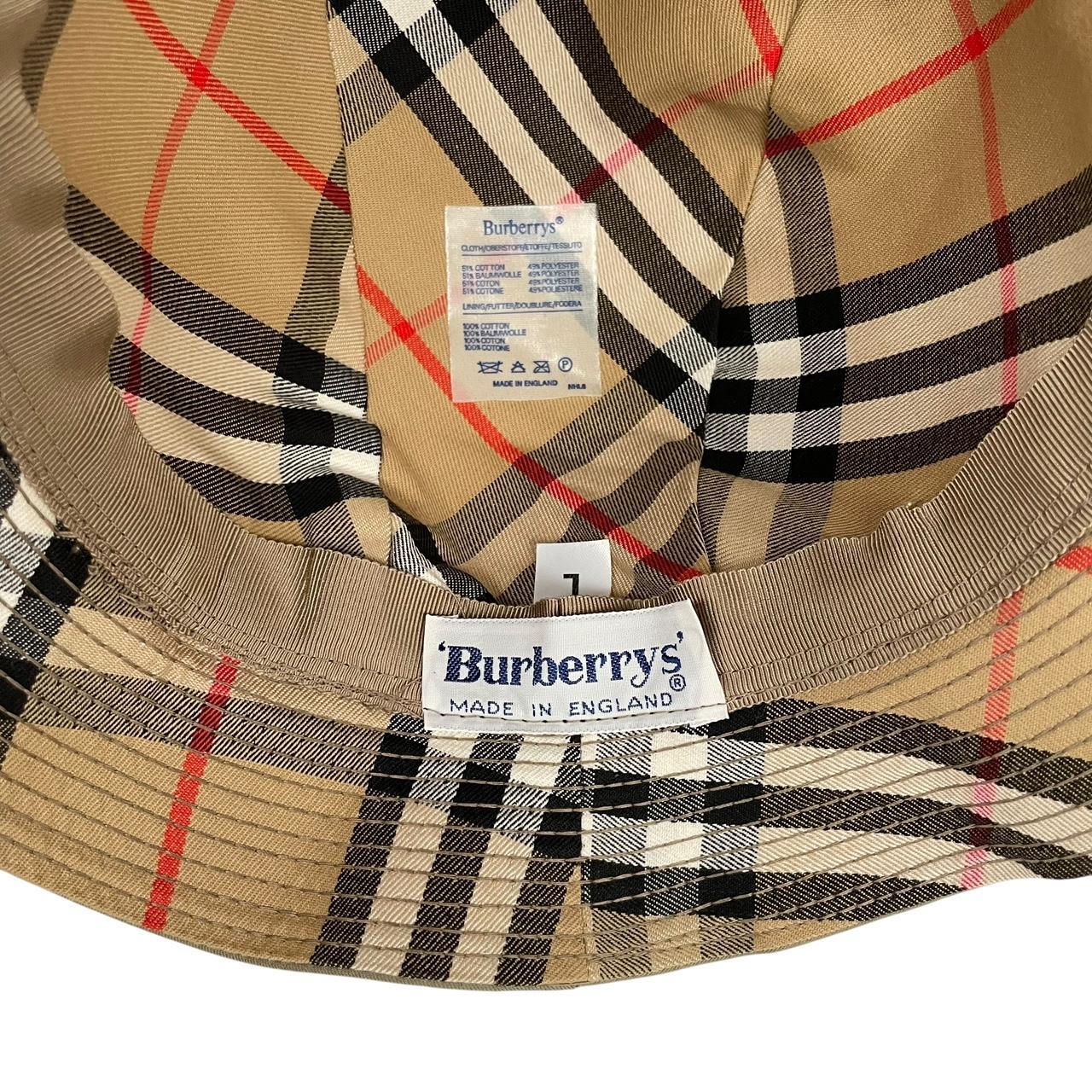Vintage 80s Burberry Khaki Green Nova Check Cotton Bucket Hat