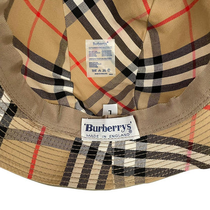 Vintage 80s Burberry Khaki Green Nova Check Cotton Bucket Hat