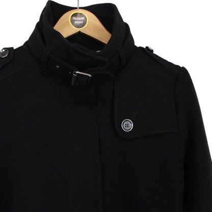 Burberry Brit Black Cashmere Wool Blend Belted Coat