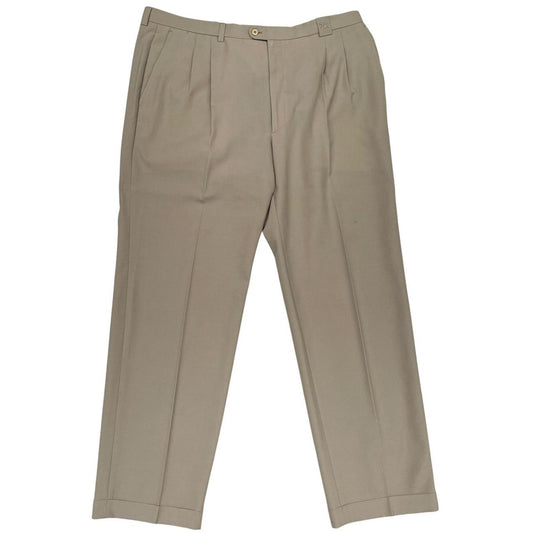 Vintage Burberry London Beige Straight Leg Fit Wool Formal Trousers