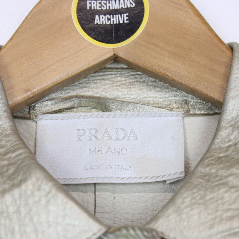 Prada Beige Button Up Leather Jacket