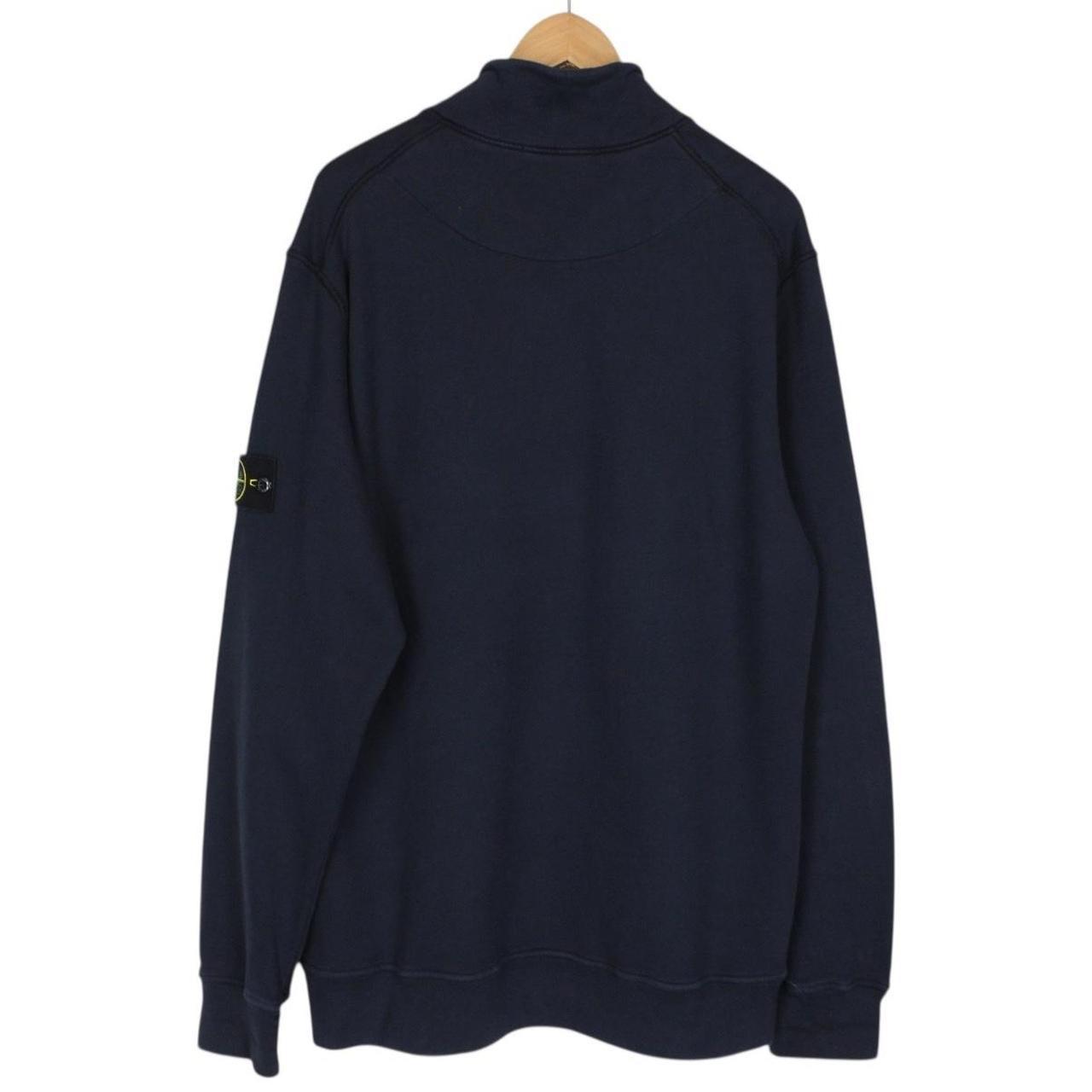 Stone Island SS 2022 Navy Blue 1/4 Zip Cotton Sweatshirt Jumper
