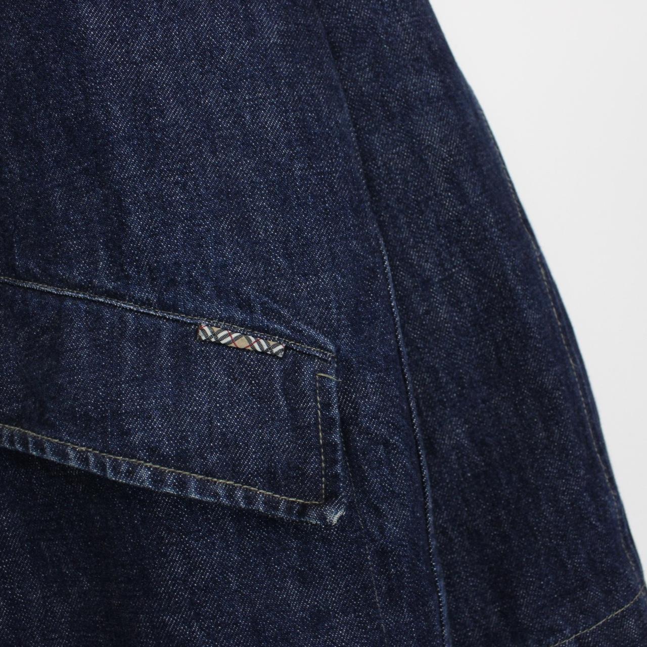 Vintage 00s Burberry London Navy Blue Nova Check Hooded Denim Coat