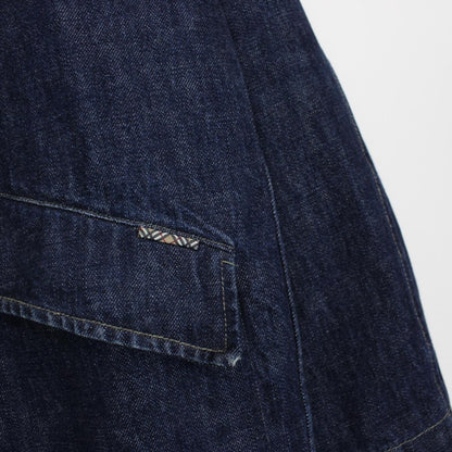 Vintage 00s Burberry London Navy Blue Nova Check Hooded Denim Coat