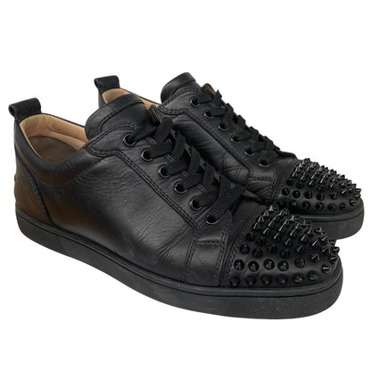 Christian Louboutin Black and Red Louis Junior Spikes Calfskin Leather Trainers