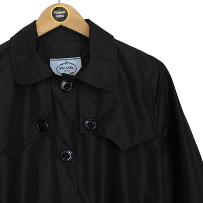 Vintage Prada Black Nylon Belted Trench Coat