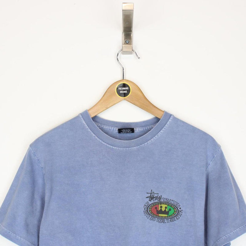 Stussy Blue Short Sleeve Rasta Print T-Shirt