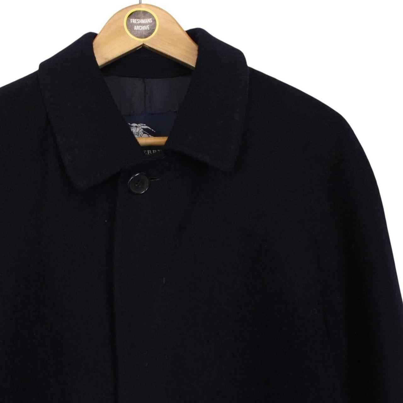 Vintage 00s Burberry London Navy Blue Wool Belted Coat