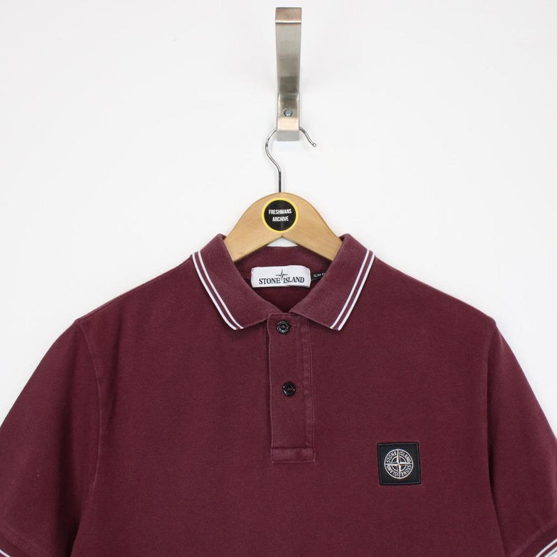 Stone Island AW 2017 Burgundy Short Sleeve Compass Polo Shirt