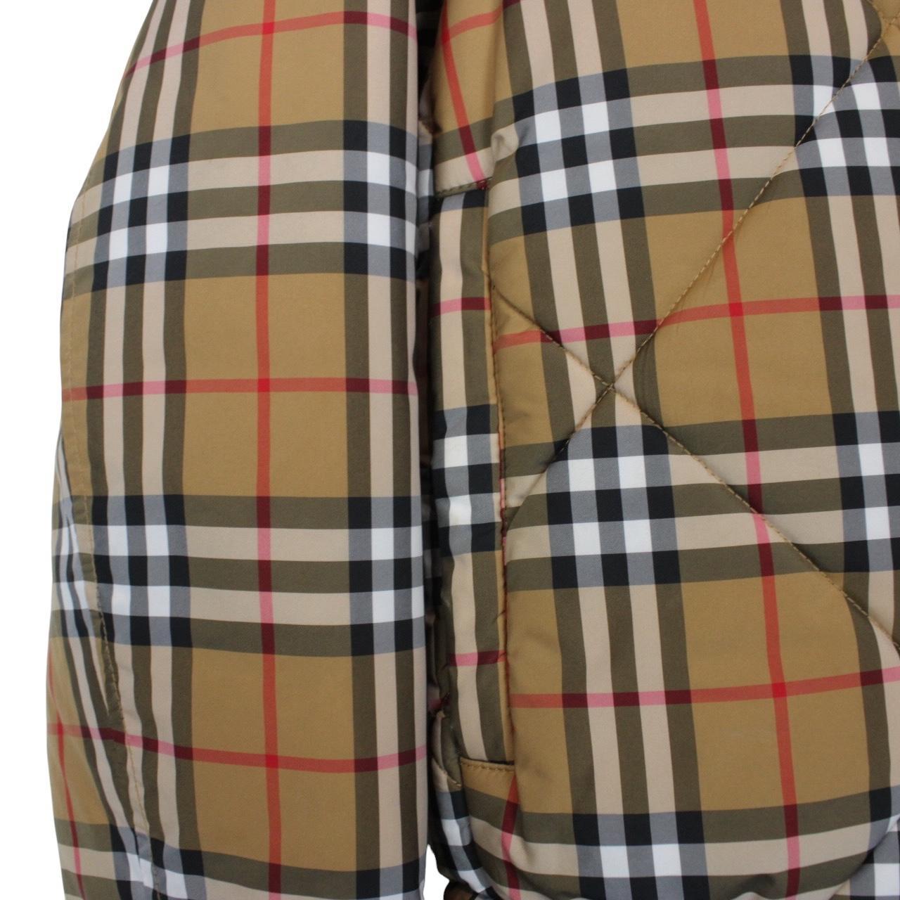 Burberry Tan Brown Knowstone Nova Check Full Zip Quilted Jacket