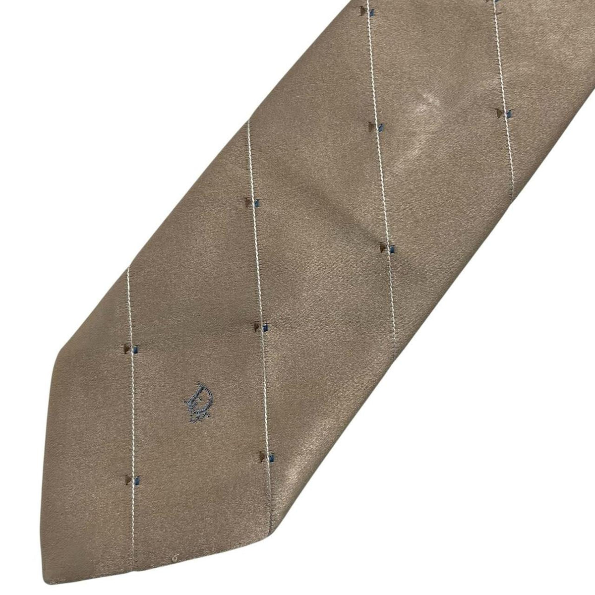 Christian Dior beige striped tie in silk/polyester blend with elegant pattern.