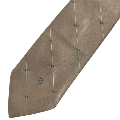 Christian Dior beige striped tie in silk/polyester blend with elegant pattern.