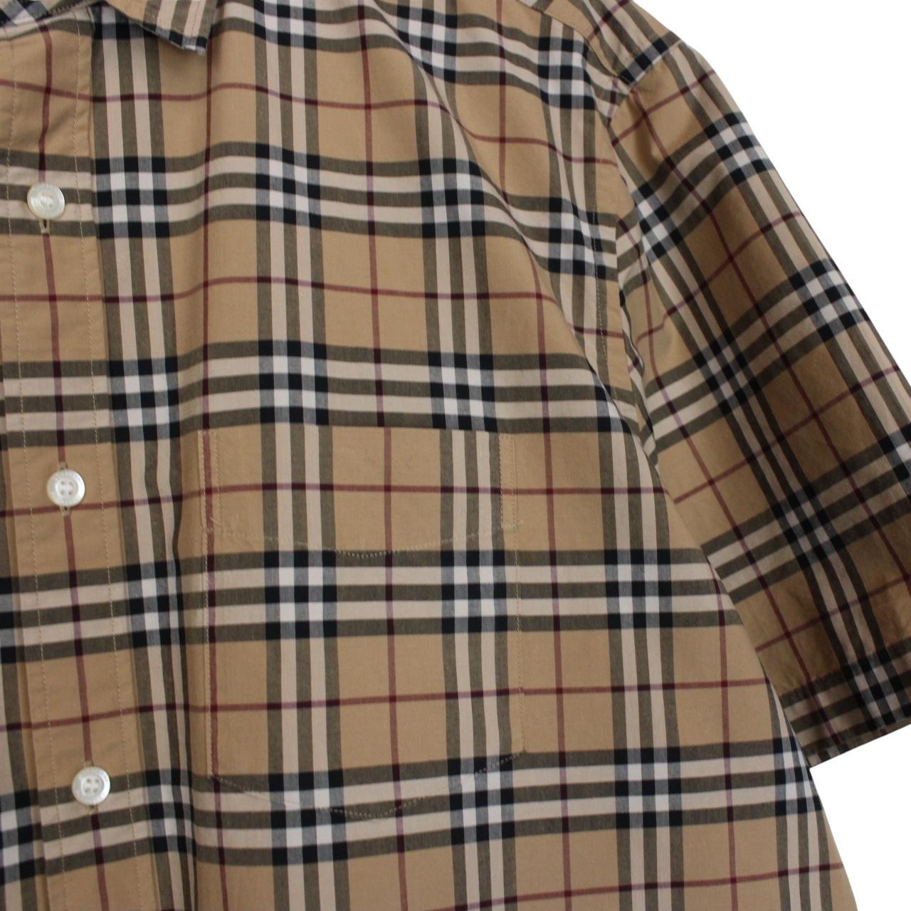 Burberry London Tan Brown Nova Check Short Sleeve Cotton Shirt