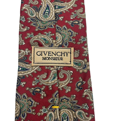 Givenchy burgundy tie with paisley pattern, made of polyester, excellent condition.