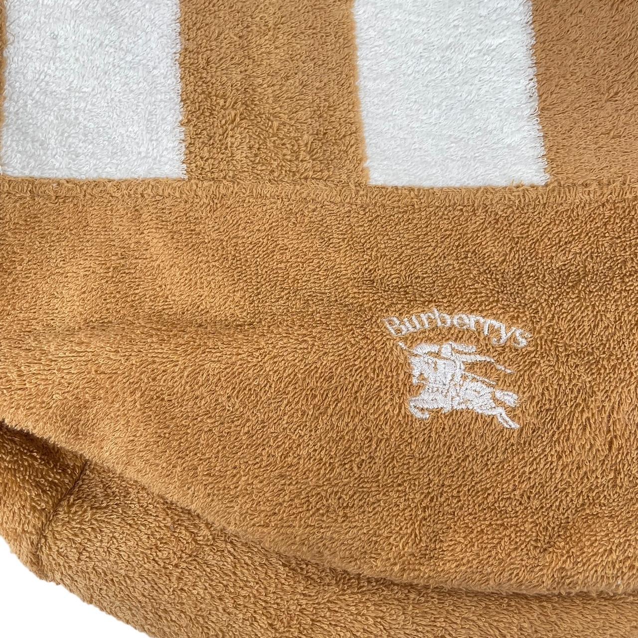 Vintage 90s Burberry Tan and White Striped Towelling Cotton Beach Bag