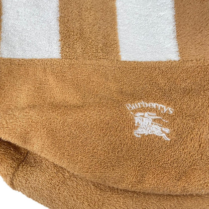Vintage 90s Burberry Tan and White Striped Towelling Cotton Beach Bag