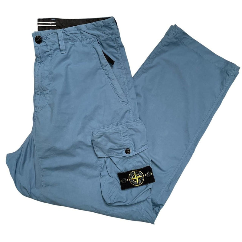 Stone Island SS 2022 Blue Low Crotch Baggy Fit Cargo Trousers