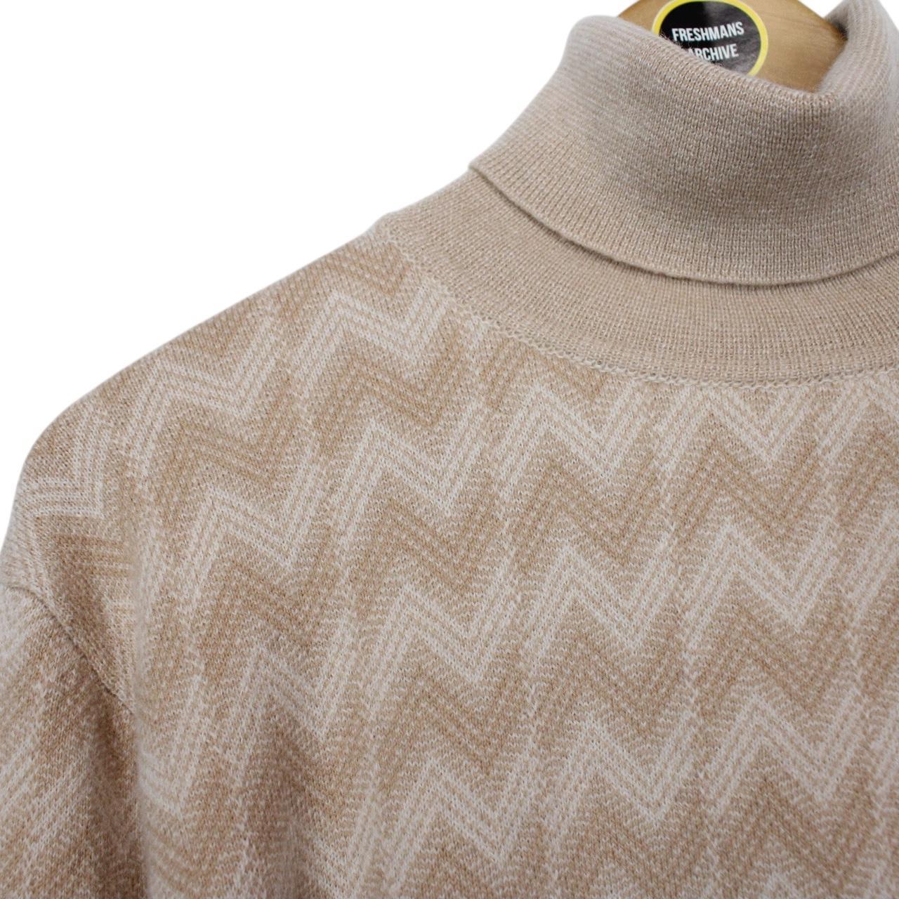 Missoni Beige Cashmere Wool Knit Roll Neck Sweater Jumper