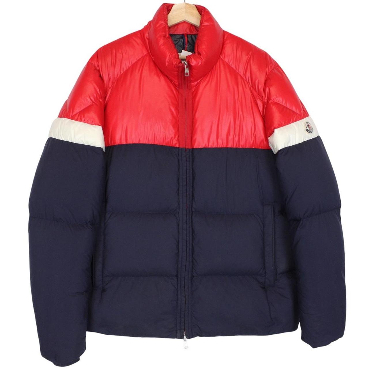 Moncler Konic Navy Blue and Red Full Zip Down Jacket