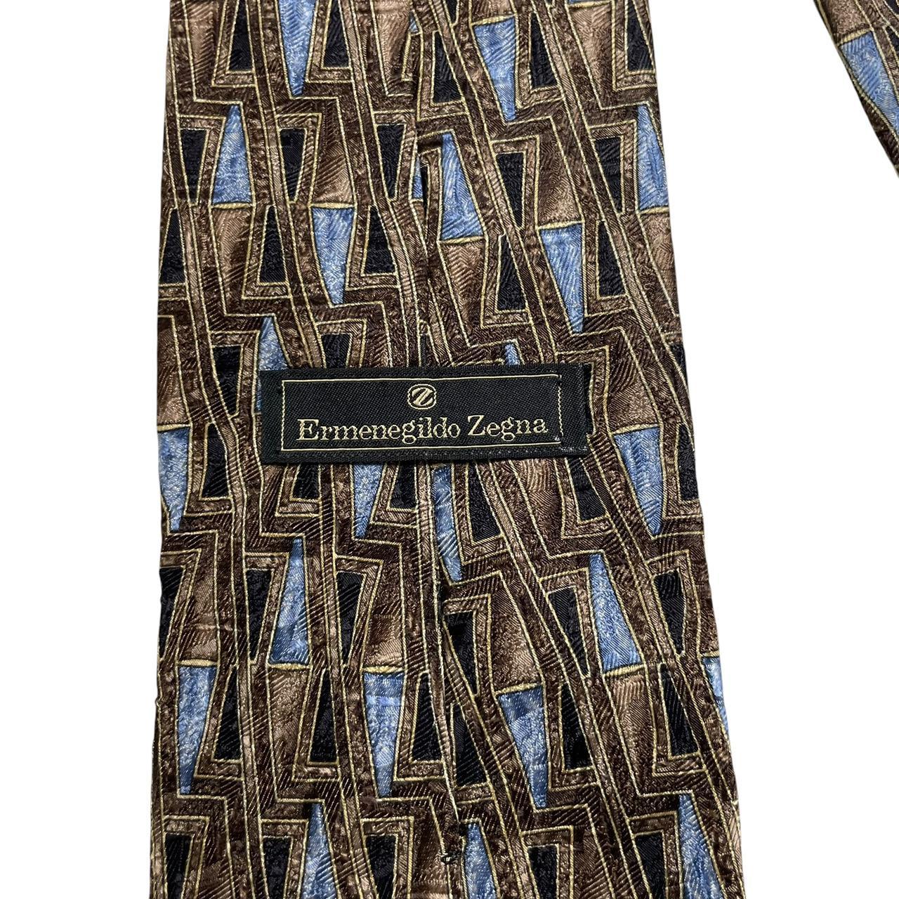 Ermenegildo Zegna multicoloured silk tie with abstract print and logo detail.