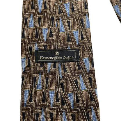 Ermenegildo Zegna multicoloured silk tie with abstract print and logo detail.