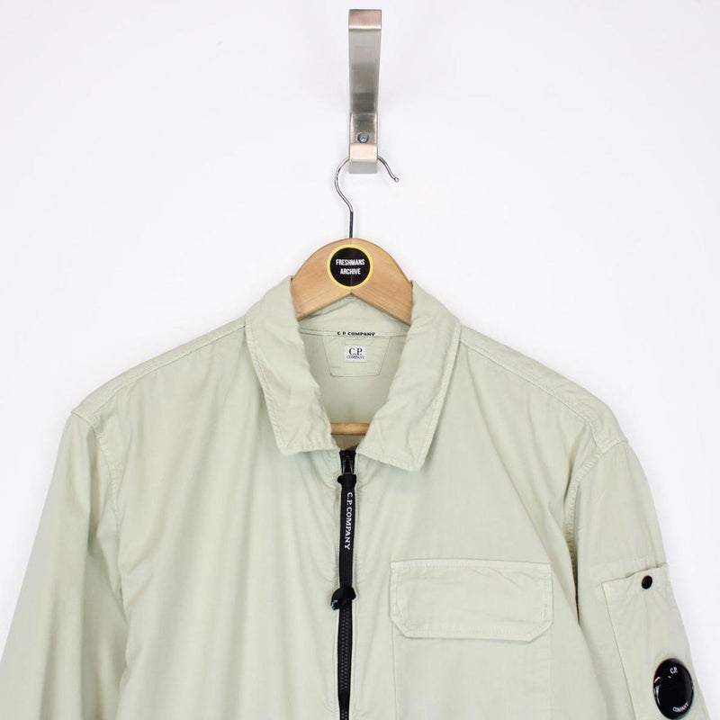 CP Company Beige Full Zip Cotton Lens Overshirt