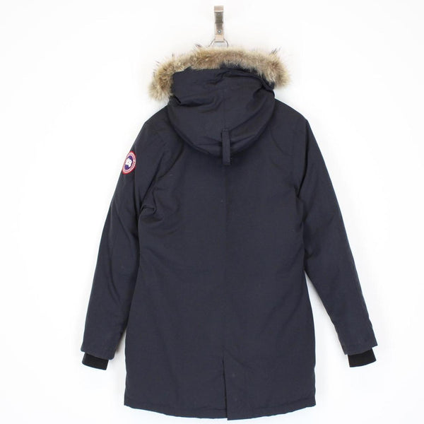 Canada Goose Navy Blue Victoria Parka Down Jacket with Fur Trim