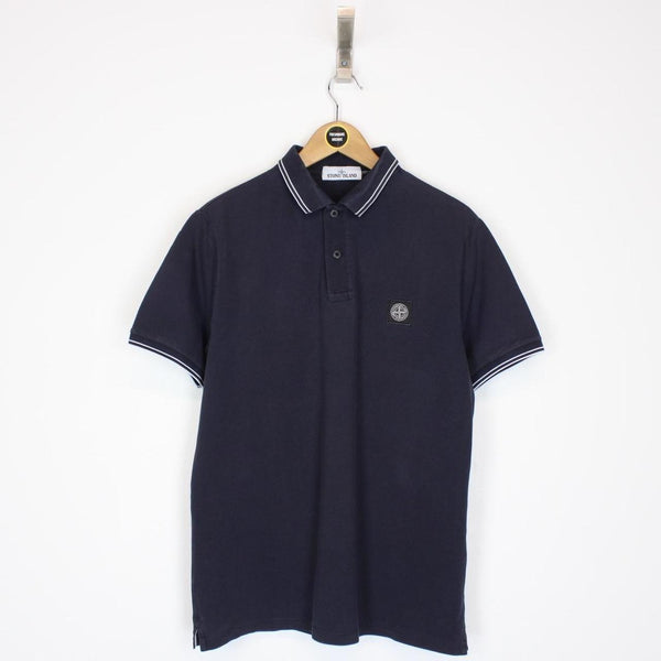Stone Island Navy Blue Short Sleeve Compass Polo Shirt