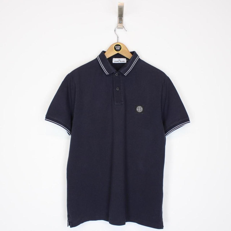 Stone Island Navy Blue Short Sleeve Compass Polo Shirt