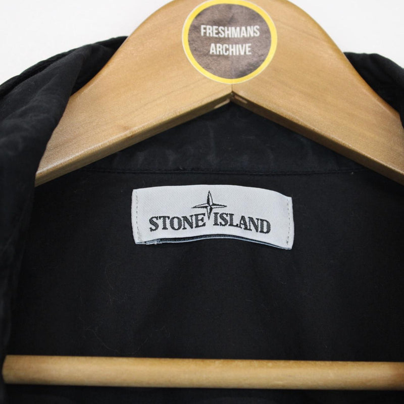Stone Island SS 2017 Black Full Zip Cotton Hooded Overshirt Jacket