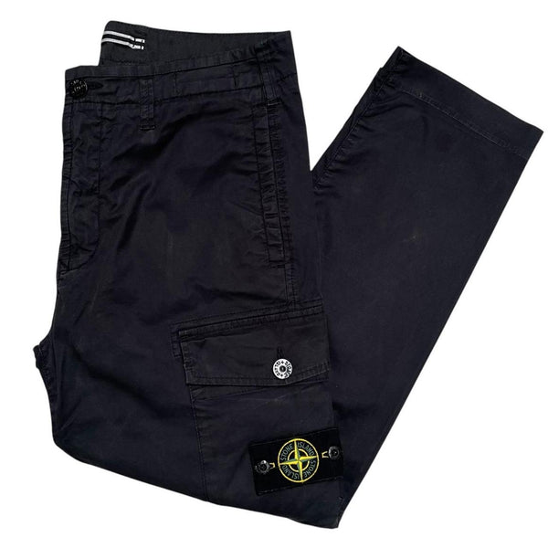 Stone Island AW 2021 Black Slim Fit 3/4 Capri Style Cargo Trousers