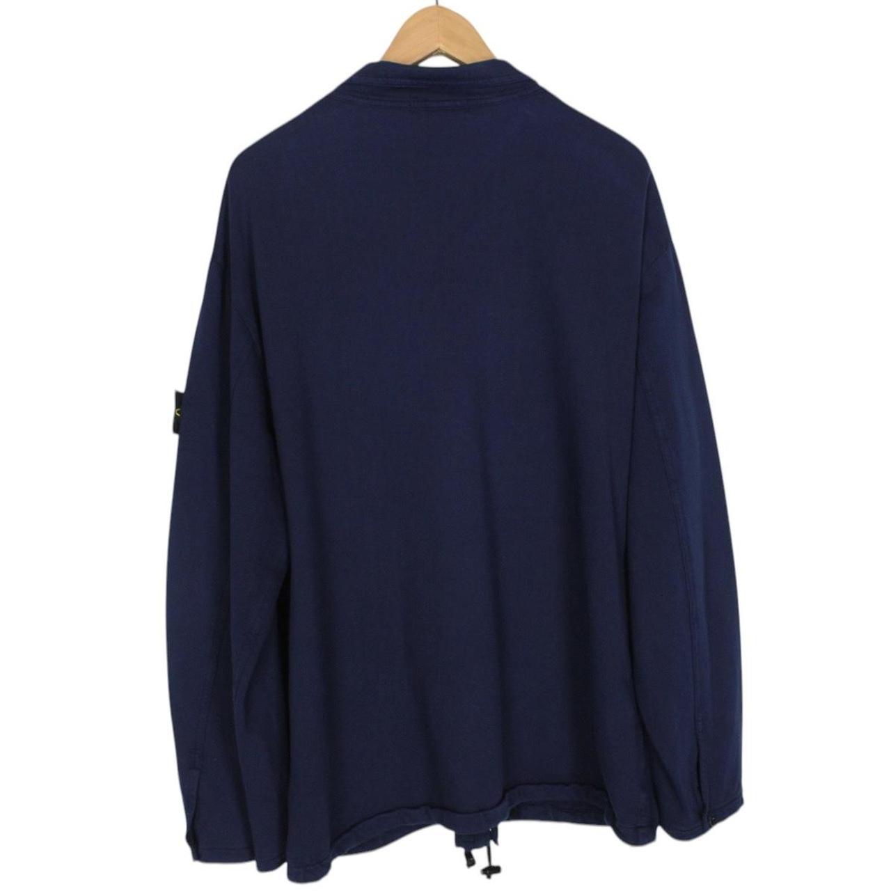 Vintage 90s Stone Island Navy Blue Green Edge Badge Cotton Overshirt