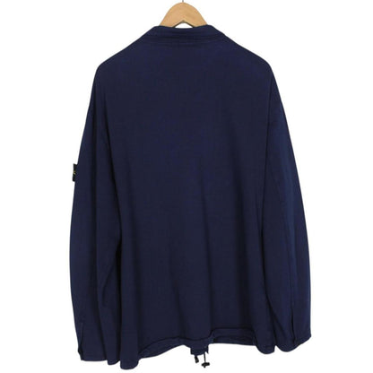 Vintage 90s Stone Island Navy Blue Green Edge Badge Cotton Overshirt