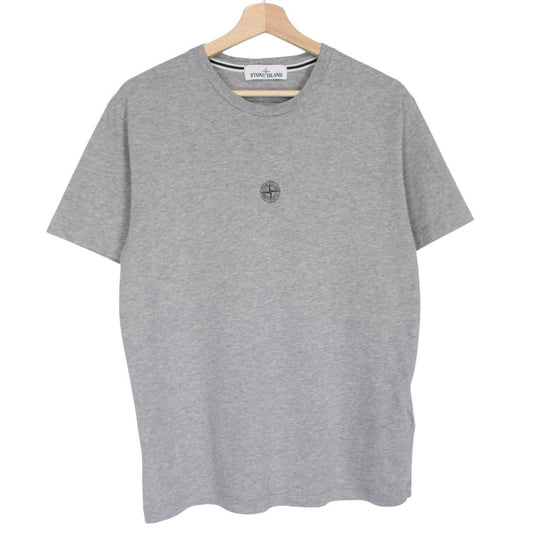Stone Island grey short sleeve cotton t-shirt with logo patch on chest.