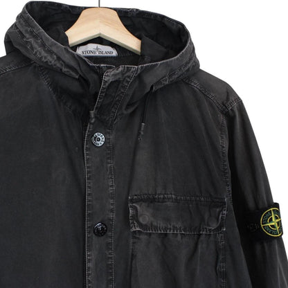 Stone Island SS 2018 Black Full Zip Cotton Hooded Overshirt Jacket