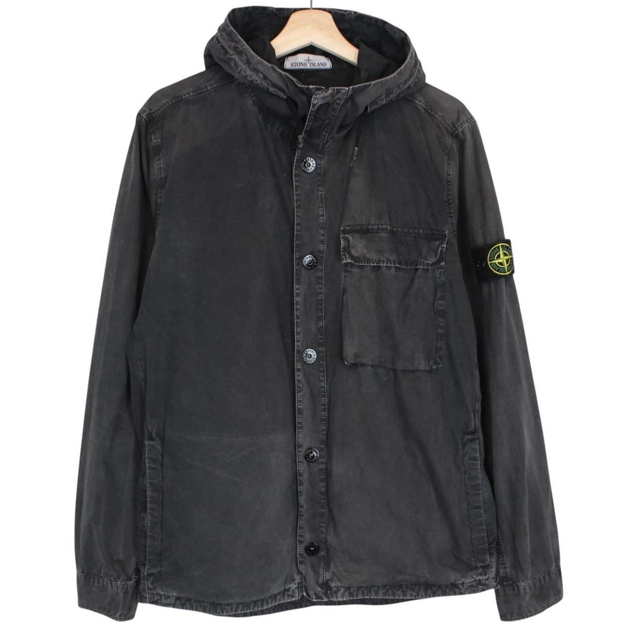 Stone Island SS 2018 Black Full Zip Cotton Hooded Overshirt Jacket