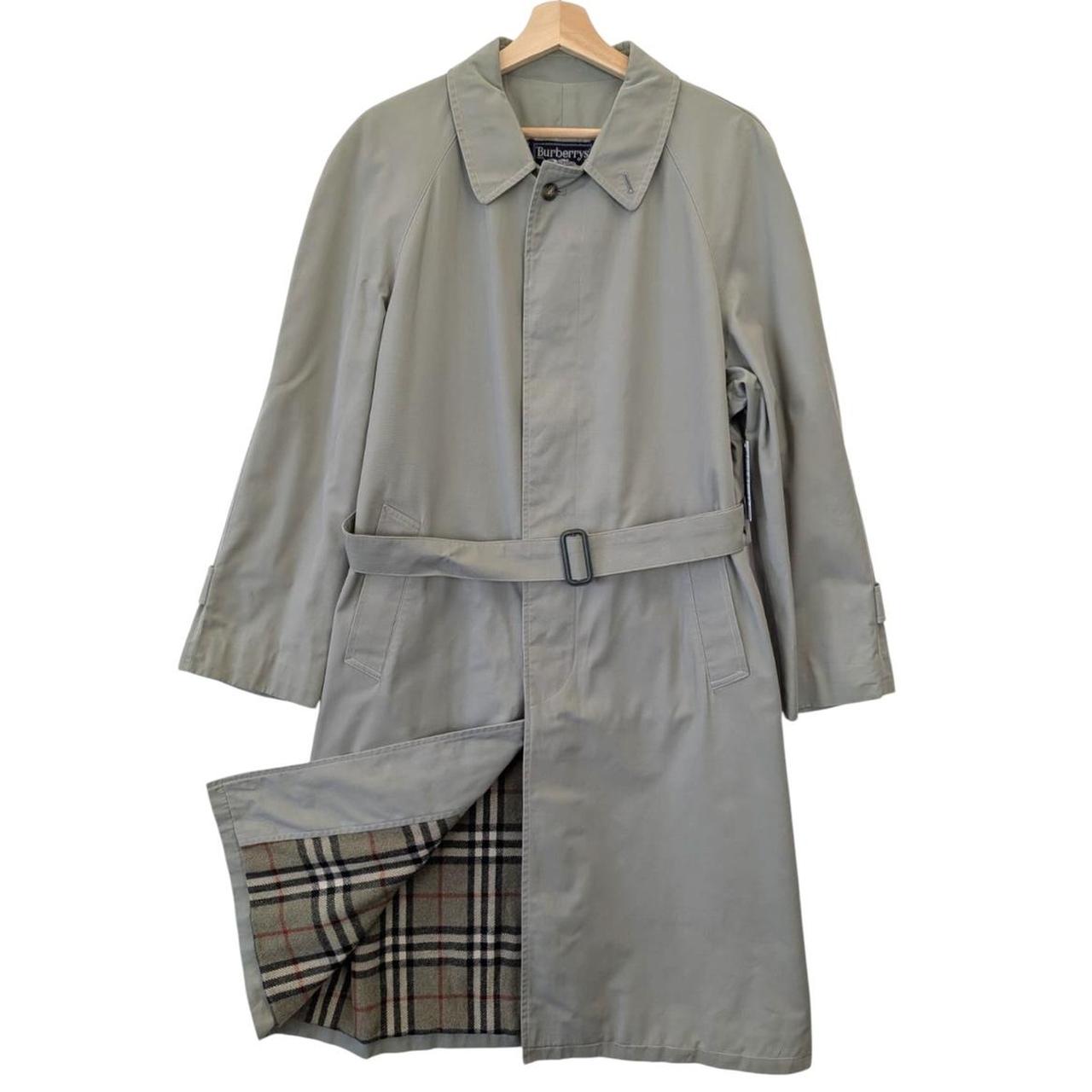 Vintage 90s Burberry Grey Belted Single Breasted Trench Coat
