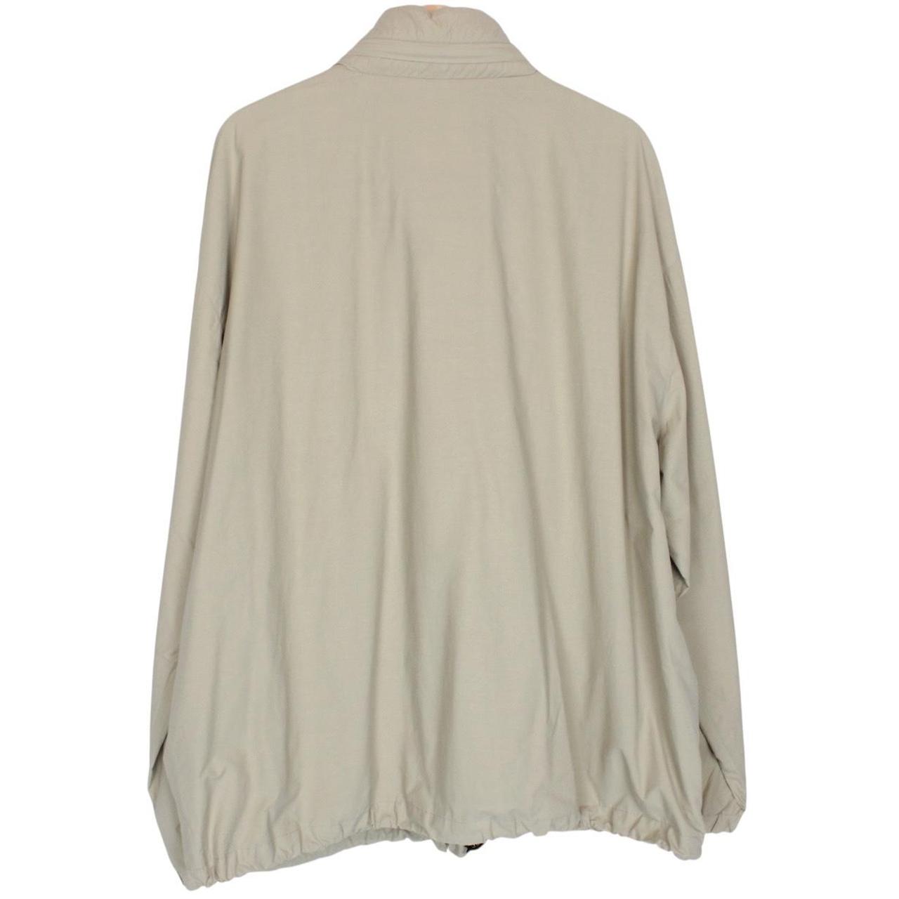 Burberry beige nylon jacket with Nova Check lining and full zip design.