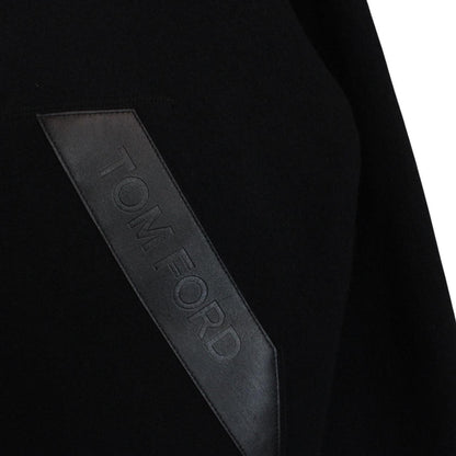 TOM FORD black full zip hoodie cashmere cotton blend with logo detail.