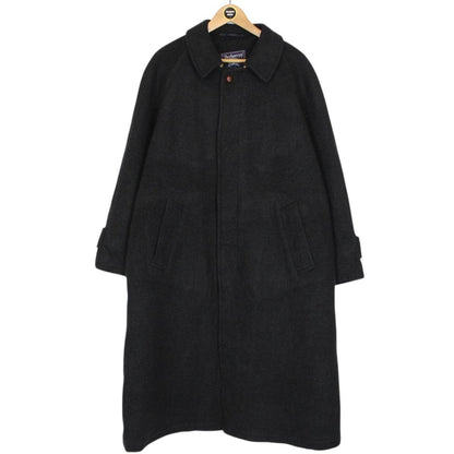 Vintage 90s Burberry Dark Grey Wool Nova Check Overcoat
