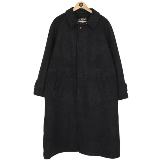Vintage 90s Burberry Dark Grey Wool Nova Check Overcoat