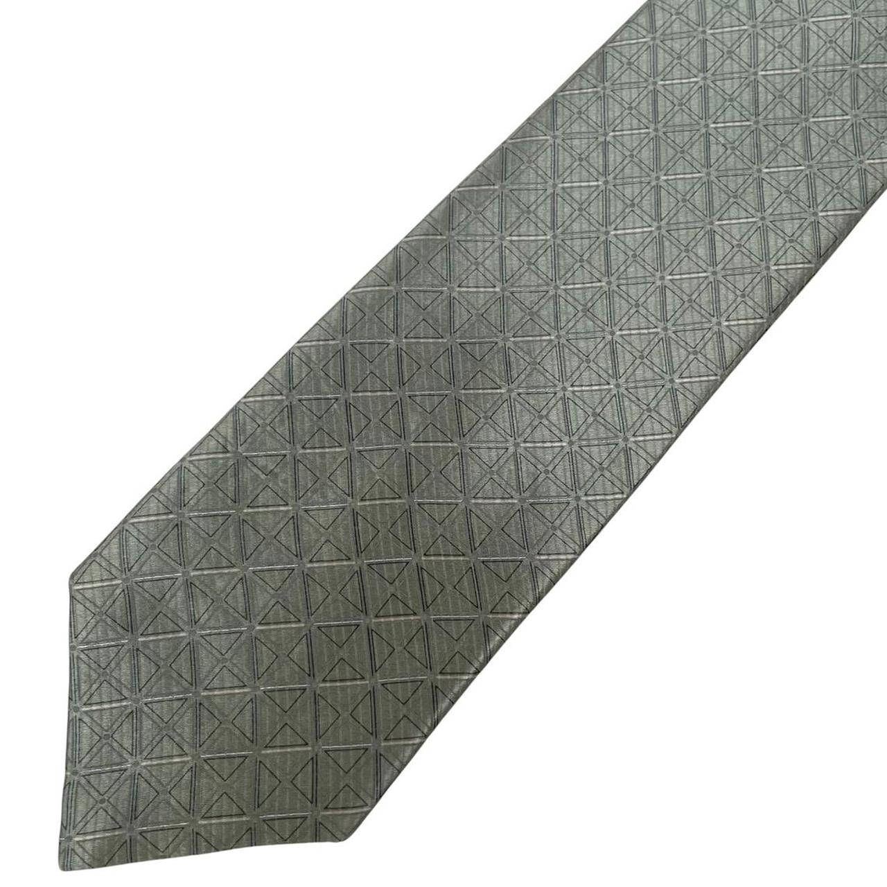 Vintage DKNY Green Geometric Print Silk Tie