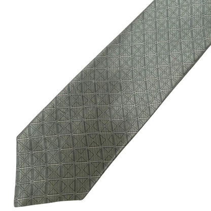 Vintage DKNY Green Geometric Print Silk Tie