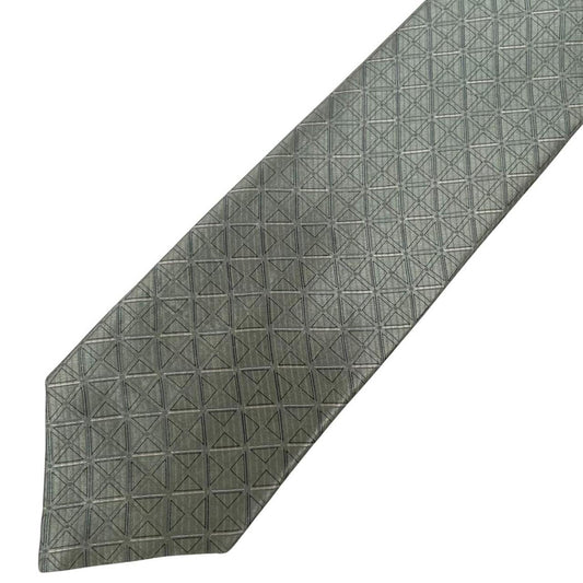 Vintage DKNY Green Geometric Print Silk Tie